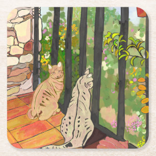 Posavasos Gatos Rechteckiger Pappuntersetzer