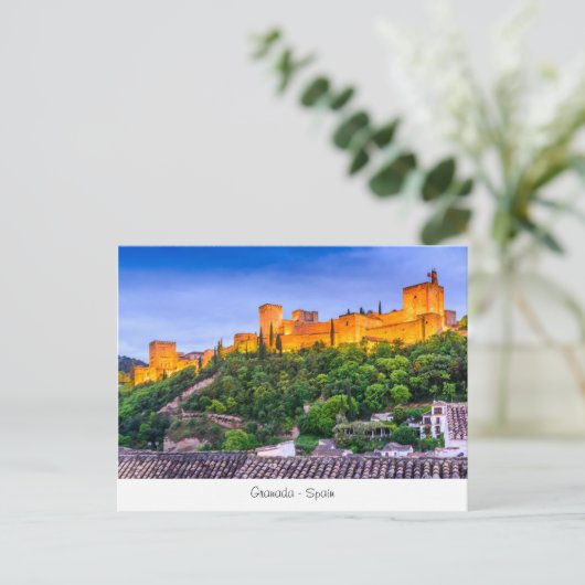Poscard mit Alhambra, Granada in Spanien. Postkarte (Stehend Vorderseite)