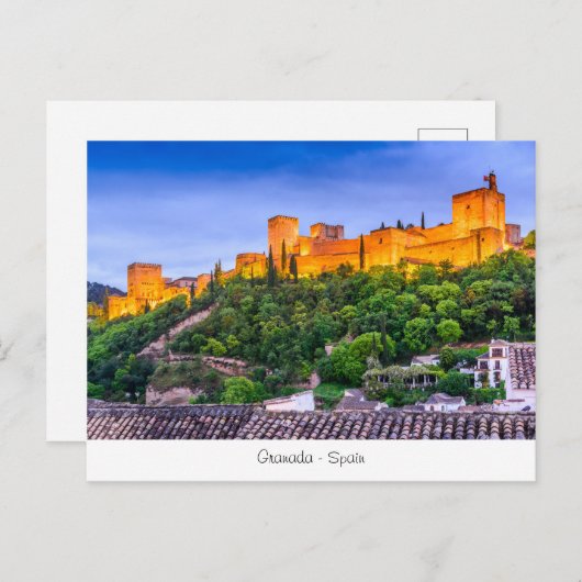 Poscard mit Alhambra, Granada in Spanien. Postkarte (Vorne/Hinten)