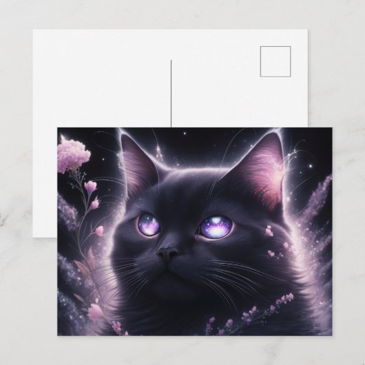 Poscards Chat Mauve Postkarte (Vorne/Hinten)