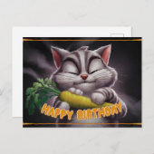 Poscards Happy Birthday Katze 02 Postkarte (Vorne/Hinten)