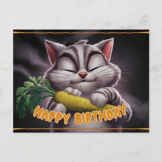 Poscards Happy Birthday Katze 02 Postkarte (Vorderseite)