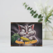 Poscards Happy Birthday Katze 02 Postkarte (Stehend Vorderseite)