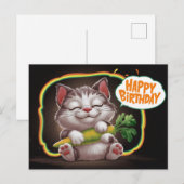 Poscards Happy Birthday Katze 05 Postkarte (Vorne/Hinten)