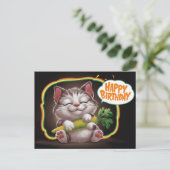 Poscards Happy Birthday Katze 05 Postkarte (Stehend Vorderseite)