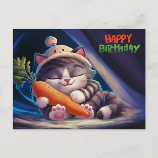 Poscards Happy Birthday Katze 07 Postkarte (Vorderseite)