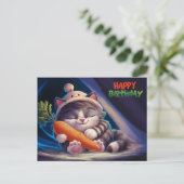 Poscards Happy Birthday Katze 07 Postkarte (Stehend Vorderseite)
