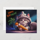 Poscards Happy Birthday Katze 08 Postkarte (Vorne/Hinten)