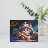 Poscards Happy Birthday Katze 08 Postkarte (Stehend Vorderseite)