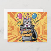 Poscards Happy Birthday Katze 11a Postkarte (Vorne/Hinten)