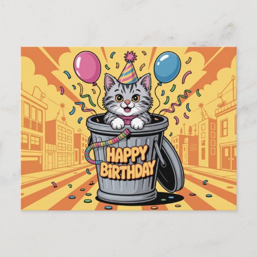 Poscards Happy Birthday Katze 11a Postkarte (Vorderseite)