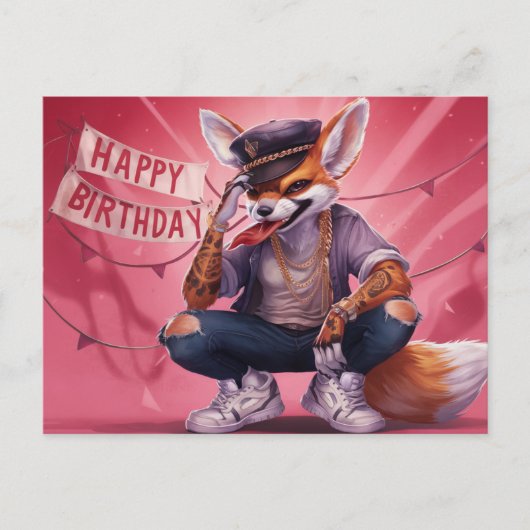 Poscards Happy Birthday Renard 02 Postkarte (Vorderseite)