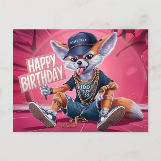 Poscards Happy Birthday Renard 03 Postkarte (Vorderseite)