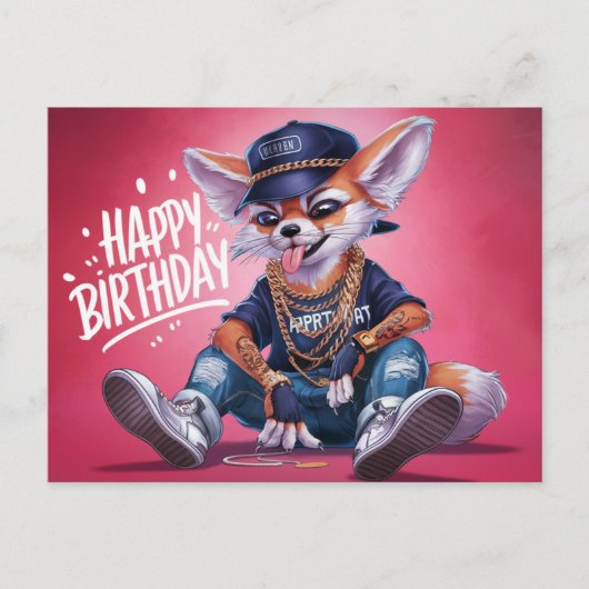 Poscards Happy Birthday Renard Postkarte (Vorderseite)