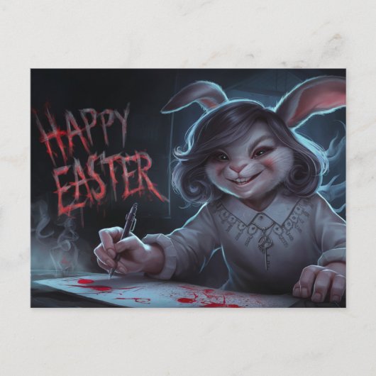 Poscards Happy Easter Dame Kaninchen 02 Postkarte (Vorderseite)