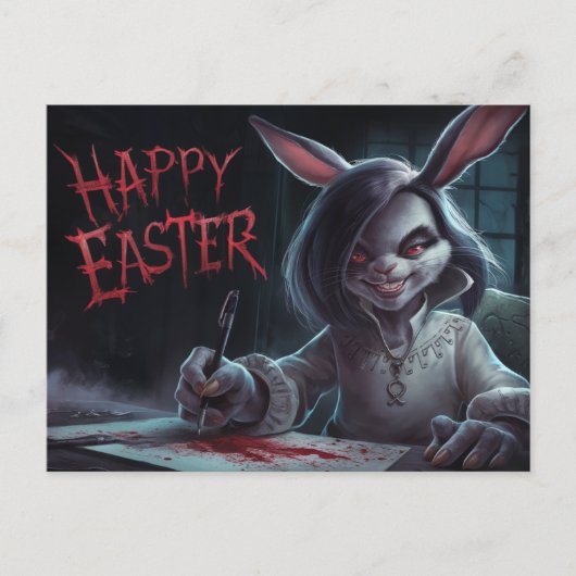 Poscards Happy Easter Dame Kaninchen 03 Postkarte (Vorderseite)