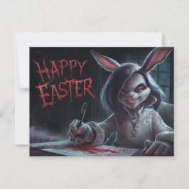 Poscards Happy Easter Dame Kaninchen 03 Postkarte