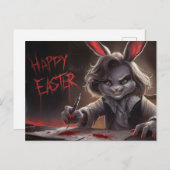 Poscards Happy Easter Dame Kaninchen 05 Postkarte (Vorne/Hinten)