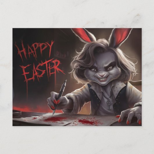 Poscards Happy Easter Dame Kaninchen 05 Postkarte (Vorderseite)