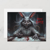 Poscards Happy Easter Dame Kaninchen 06 Postkarte (Vorne/Hinten)