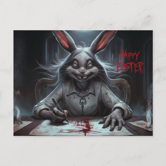 Poscards Happy Easter Dame Kaninchen 06 Postkarte (Vorderseite)