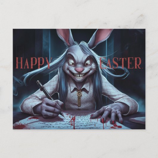 Poscards Happy Easter Dame Kaninchen 07 Postkarte (Vorderseite)