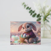 Poscards Happy Easter Kaninchen 02 Postkarte (Stehend Vorderseite)