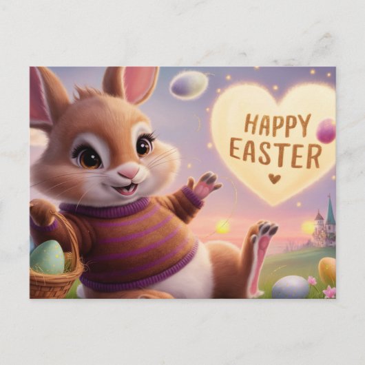 Poscards Happy Easter Kaninchen 07 Postkarte (Vorderseite)