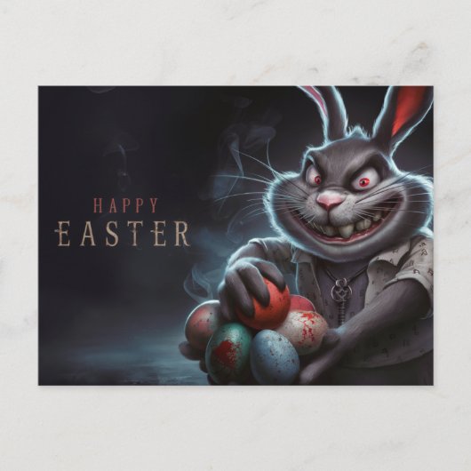 Poscards Happy Easter Kaninchen Ei Horror 02 Postkarte (Vorderseite)