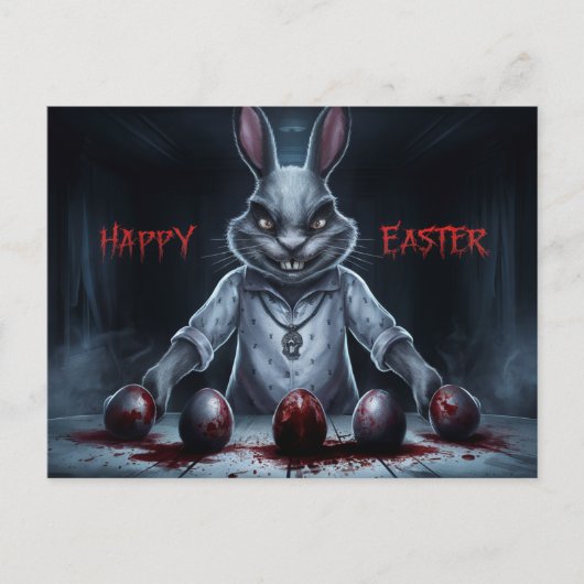 Poscards Happy Easter Kaninchen Ei Horror 03 Postkarte (Vorderseite)