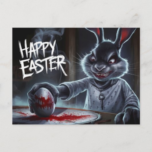 Poscards Happy Easter Kaninchen Ei Horror 04 Postkarte (Vorderseite)