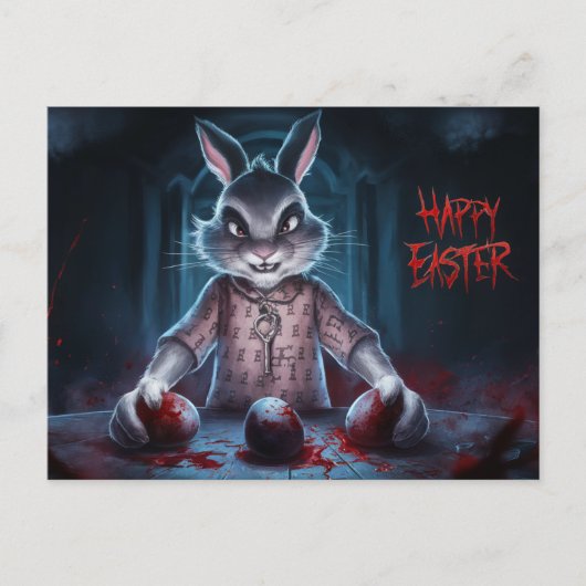 Poscards Happy Easter Kaninchen Ei Horror 05 Postkarte (Vorderseite)