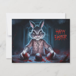 Poscards Happy Easter Kaninchen Ei Horror 05 Postkarte