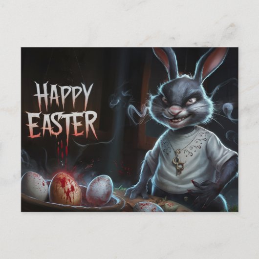 Poscards Happy Easter Kaninchen Ei Horror 06 Postkarte (Vorderseite)