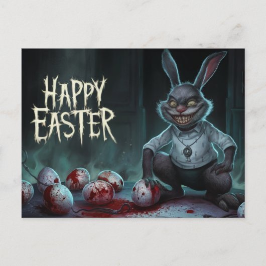 Poscards Happy Easter Kaninchen Ei Horror 08 Postkarte (Vorderseite)