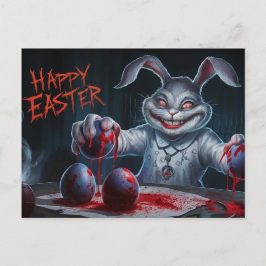 Poscards Happy Easter Kaninchen Ei Horror 12 Postkarte (Vorderseite)