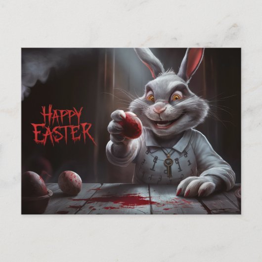 Poscards Happy Easter Kaninchen Ei Horror Postkarte (Vorderseite)