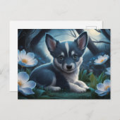 Poscards Katze Blau 03 Postkarte (Vorne/Hinten)