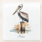 Pose des Pelikans Glasuntersetzer (Vorderseite)
