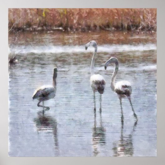 Pose Flamingo Wasserfarbe Poster (Vorne)