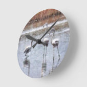 Pose Flamingo Wasserfarbe Runde Wanduhr (Winkel)