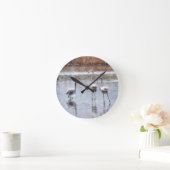 Pose Flamingo Wasserfarbe Runde Wanduhr (Zuhause)