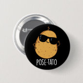 Pose tato Funny Potato Pun Dark BG Button (Vorne & Hinten)