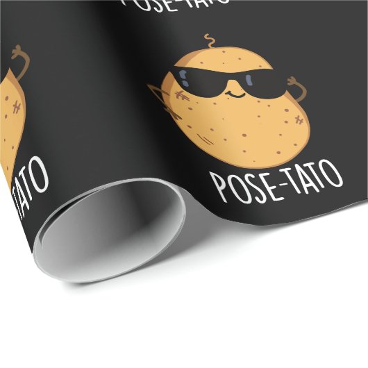 Pose tato Funny Potato Pun Dark BG Geschenkpapier (Rolleneckpunkt)