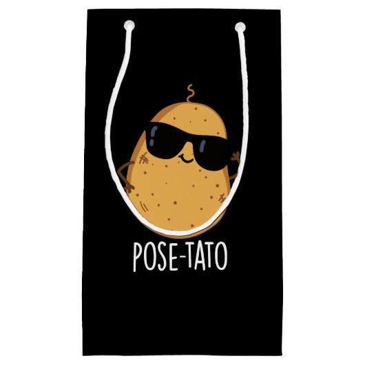 Pose tato Funny Potato Pun Dark BG Kleine Geschenktüte (Vorderseite)