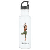 Pose Yoga Vrikshasana Frau mit Individuelle Name Edelstahlflasche (Vorderseite)