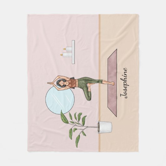 Pose Yoga Vrikshasana Frau mit Individuelle Name Fleecedecke (Vorderseite)