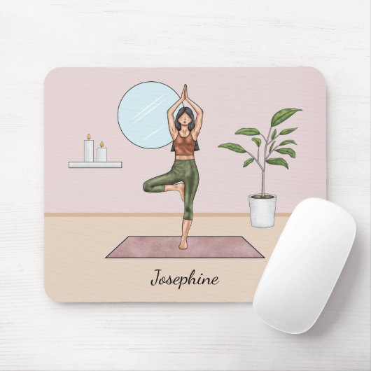 Pose Yoga Vrikshasana Frau mit Individuelle Name Mousepad (Mit Mouse)