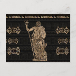 Poseidon and Greek Meander Ornament Postkarte