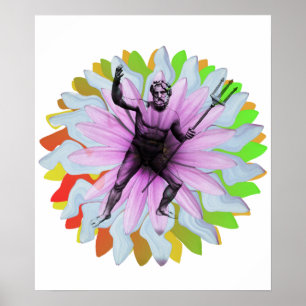 Poseidon, Gott des Meeres und Berg Olympus Poster